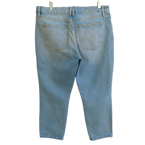 Good American Jeans Light Blue Wash Factory Frayed High Waist Taper Leg 30 10 - Picture 4 of 6